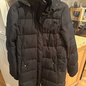 J. Crew Black Puffer Jacket with gold details